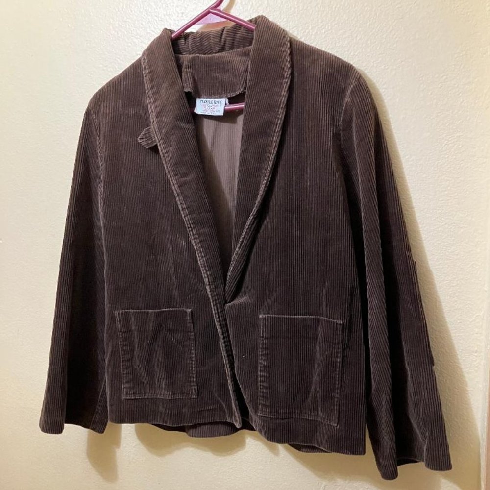 Vintage 1970's Turtle Bax Women's Brown Corduroy Long Sleeve Blazer Size 11/12